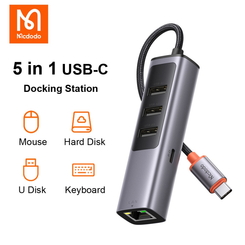 Mcdodo USB C HUB to HDMI-Compatible 2.1 8K 30Hz RJ45 LAN PD 100W Adapter for Macbook iPad Pro Air PC Accessories USB3.0 Splitter