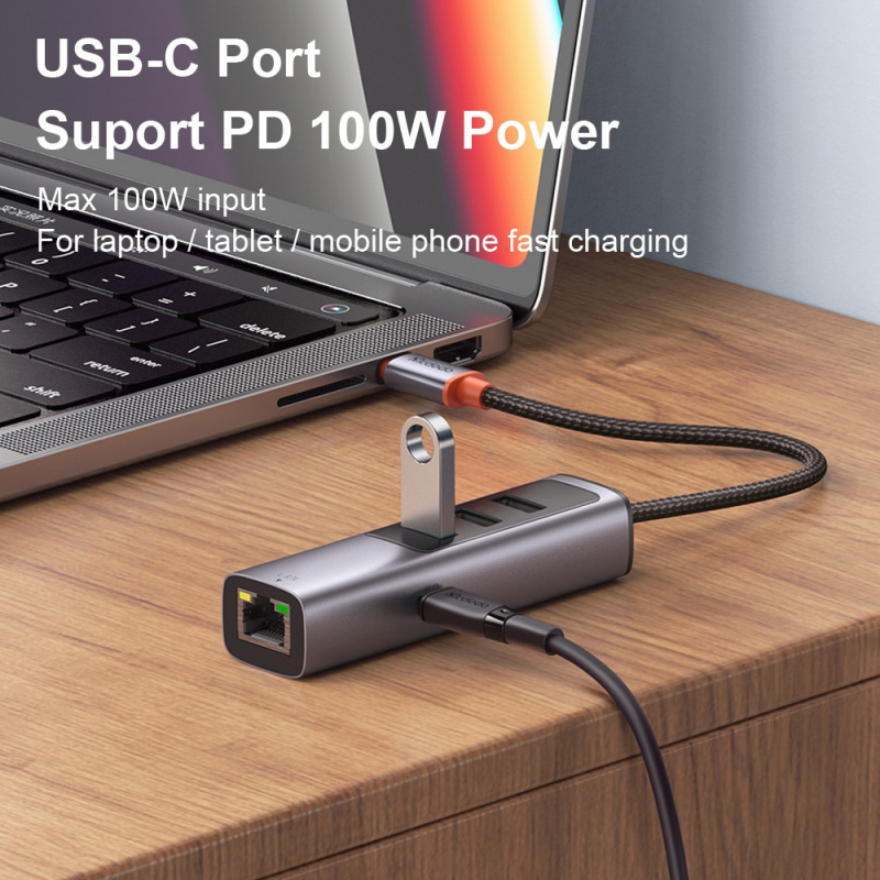 Mcdodo USB C HUB to HDMI-Compatible 2.1 8K 30Hz RJ45 LAN PD 100W Adapter for Macbook iPad Pro Air PC Accessories USB3.0 Splitter