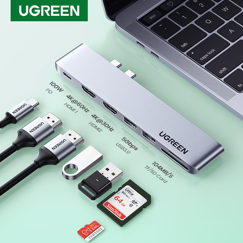 UGREEN USB C HUB Dual Type-C to USB 3.0 4KHDMI for M2 M1 MacBook Pro Air Adapter Thunderbolt 3 Dock USB C
