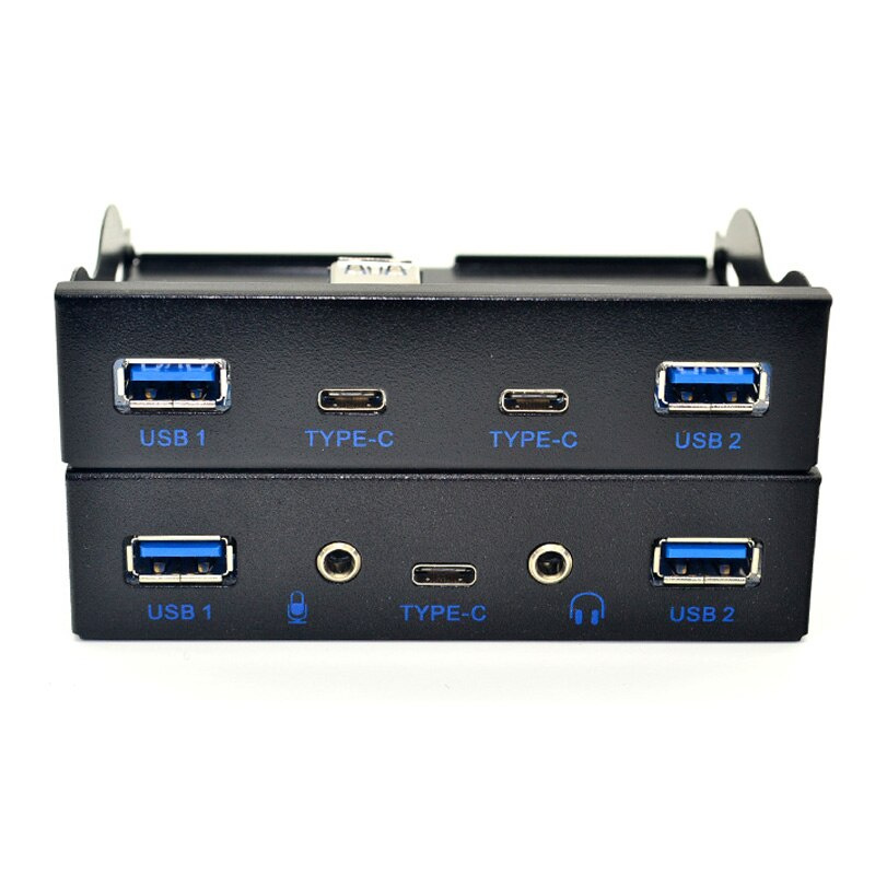 USB HUB 5 端口 USB 3.1 TYPE-C USB 3.0 前面板高清音頻 3.5 毫米耳機插孔麥克風擴展適配器，適用於台式機 3.5  軟盤托架