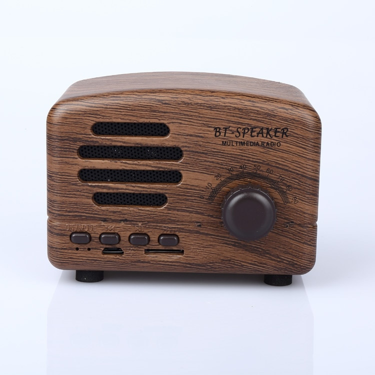 便攜式木質效果 5W 600mah 立體聲低音復古老式 bt 揚聲器帶調頻收音機