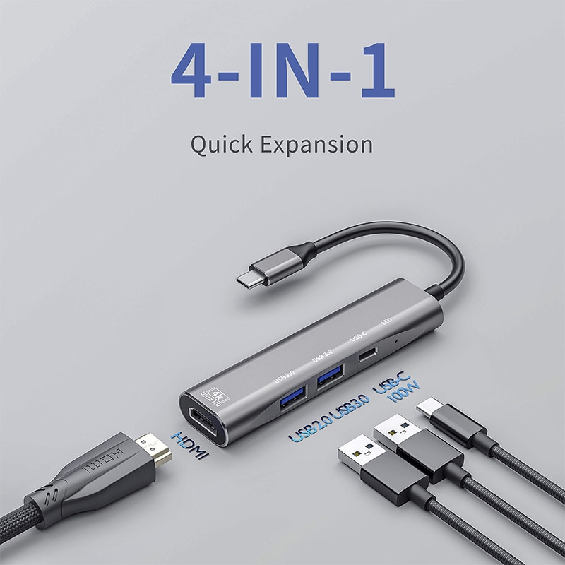 HUB USB for Steam Deck Dock Nintendo Switch 便攜式擴展塢 USB C 至 4K HDMI 兼容 PD 100W