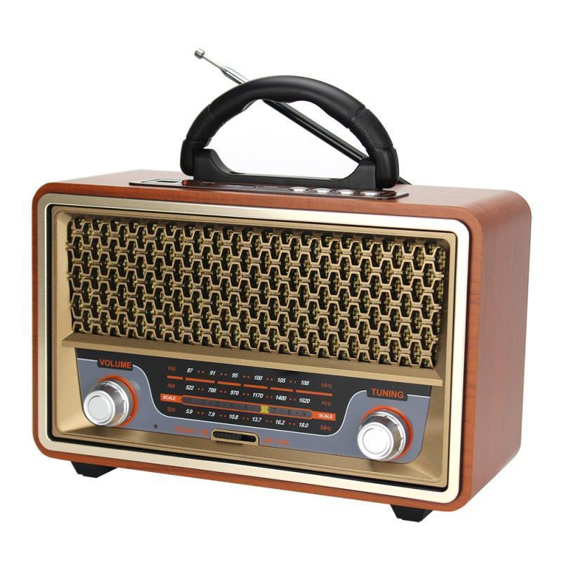 復古便攜木質收音機音樂播放器AM FM SW多功能高品質藍牙音箱低音炮插卡音響caixadesom
