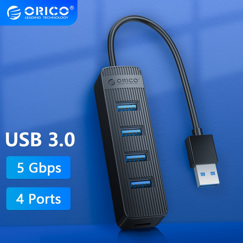 ORICO 4 端口 USB 3.0 集線器，帶 C 型電源端口，適用於 PC 筆記本電腦配件 ABS USB 分離器 USB3.0 OTG 適配器