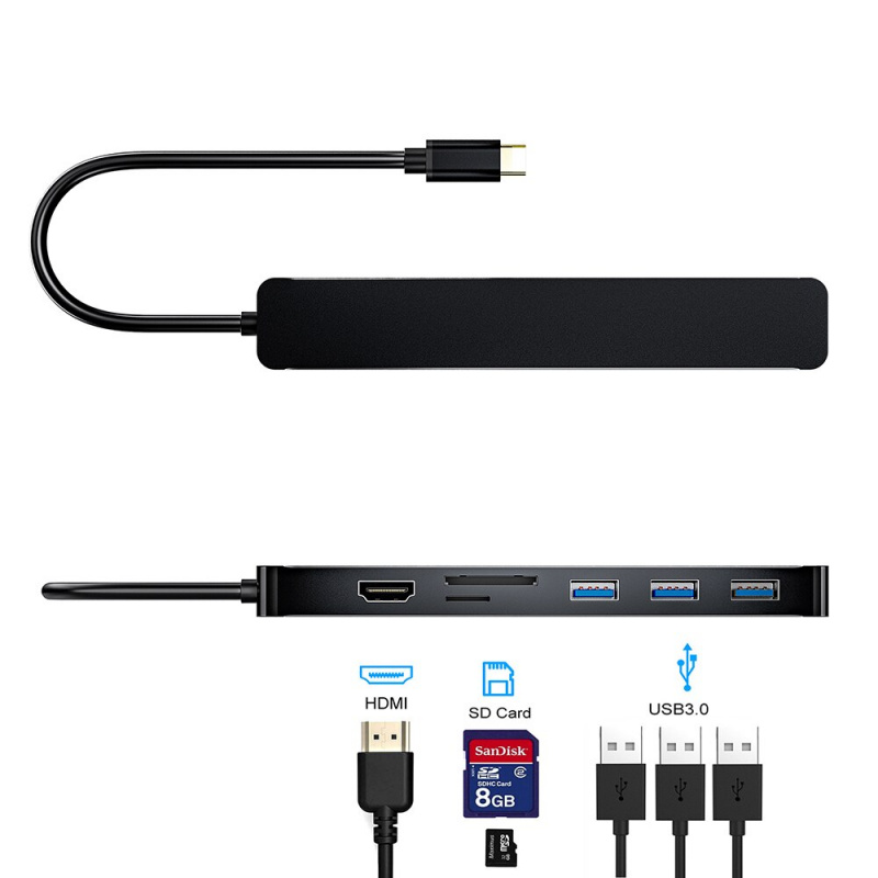 USB 3.1 Type-C Hub to HDMI Adapter 4K Thunderbolt 3 USB C Hub 3.0 RJ45 VGA SD TF Reader Slot PD For MacBook Air Pro 2020 M1 Chip