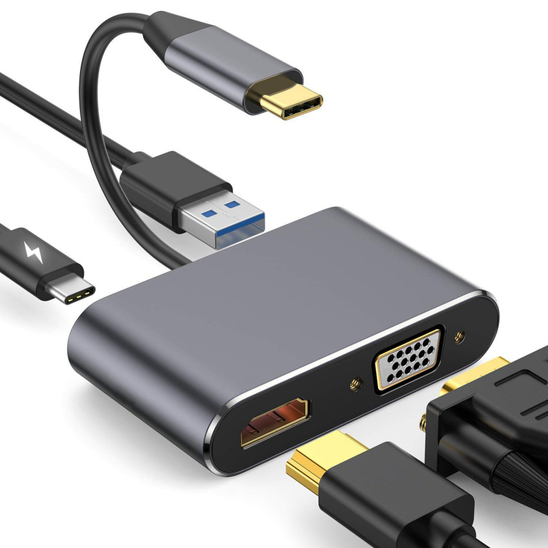 USB 3.1 Type-C Hub to HDMI Adapter 4K Thunderbolt 3 USB C Hub 3.0 RJ45 VGA SD TF Reader Slot PD For MacBook Air Pro 2020 M1 Chip