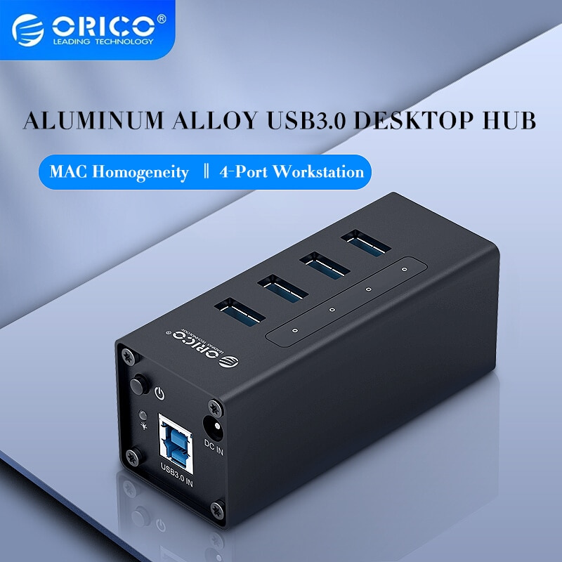 ORICO A3H4鋁製集線器USB高速USB3.0集線器USB多口USB3.0集線器帶獨立電源電腦通用