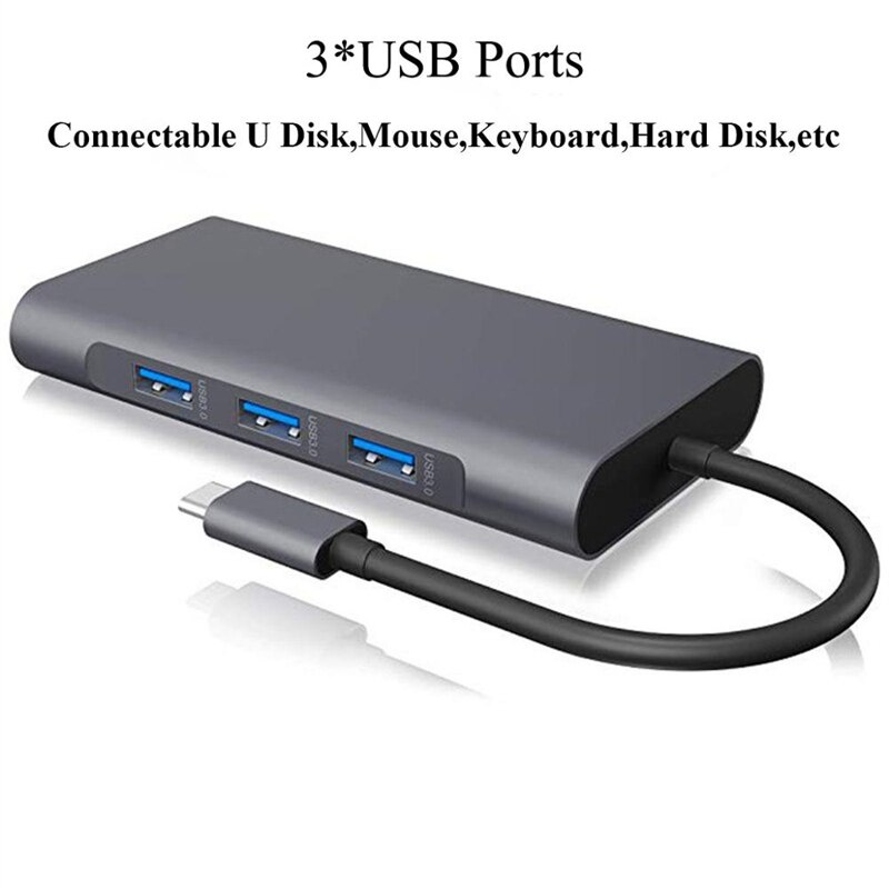HUB USB 3.0 C 型轉 4K HDMI VGA 適配器 RJ45 以太網 SD TF PD 插孔 HDMI 適用於 Macbook 華為小米三星筆記本電腦配件