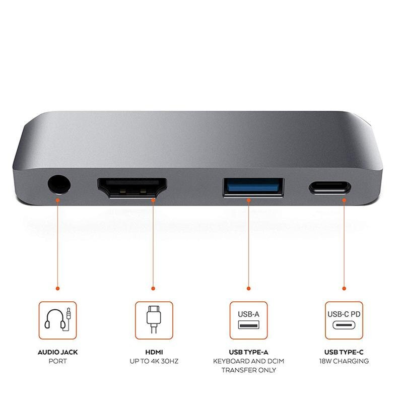 USB Type-C Mobile Pro 集線器適配器帶 USB-C PD 充電 4K HDMI USB 3.0 和 3.5 毫米耳機插孔適用於 iPad Pro 平板電腦集線器