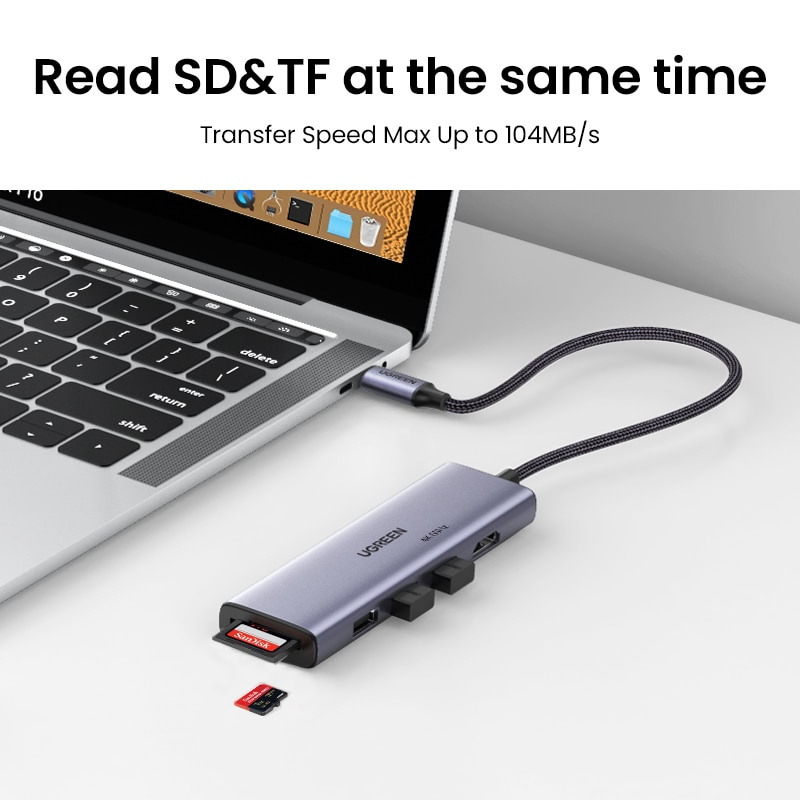 UGREEN USB C HUB 4K60Hz Type C to HDMI 2.0 SD TF Card Reader USB HUB USB 3.0 Adapter for MacBook Pro Air  M2 M1  PC
