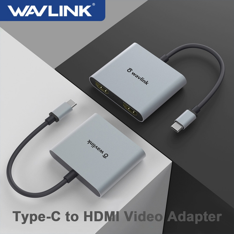 Wavlink USB-C 集線器 Type-C 雙 HDMI 兼容視頻適配器 4K@60Hz USB 3.1 轉換器適用於筆記本電腦手機支持 MacOS Windows