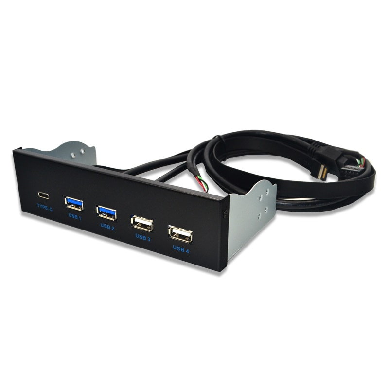 5.25 英寸 USB 3.1 GEN2 前面板 USB 集線器 2 端口 USB 3.0 + 2 端口 USB2.0 + 1 端口 TYPE-C 帶 TYPE-E 連接器，適用於台式機