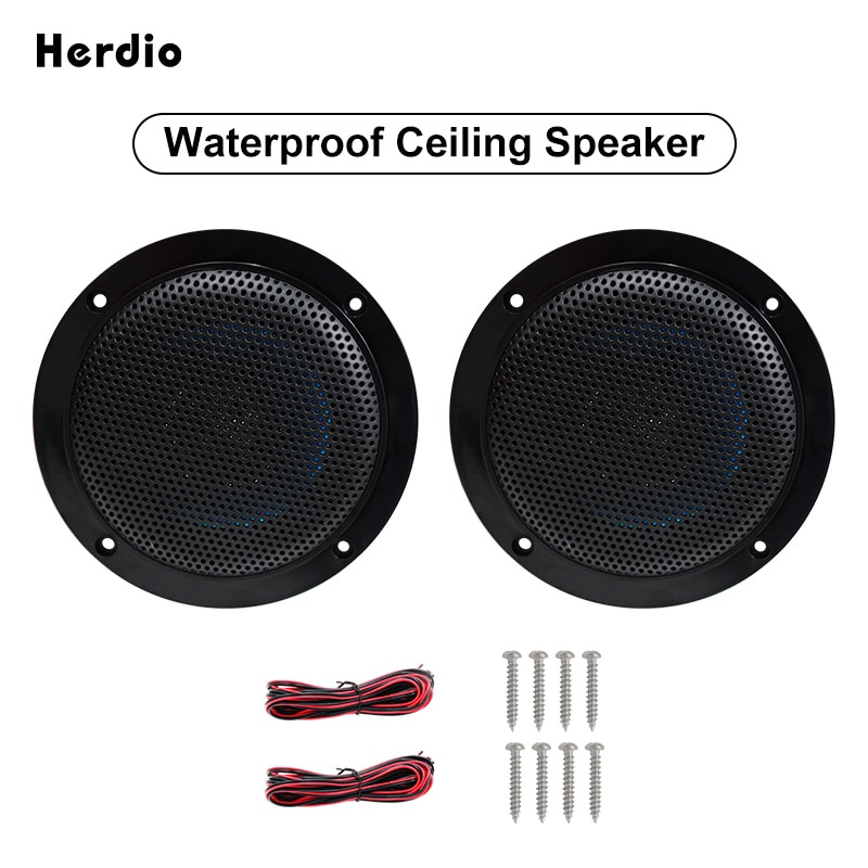 Herdio 4 英寸 160W 2 路船用防水揚聲器，適用於浴室戶外露營 SPA 防紫外線音樂揚聲器，帶嵌入式安裝