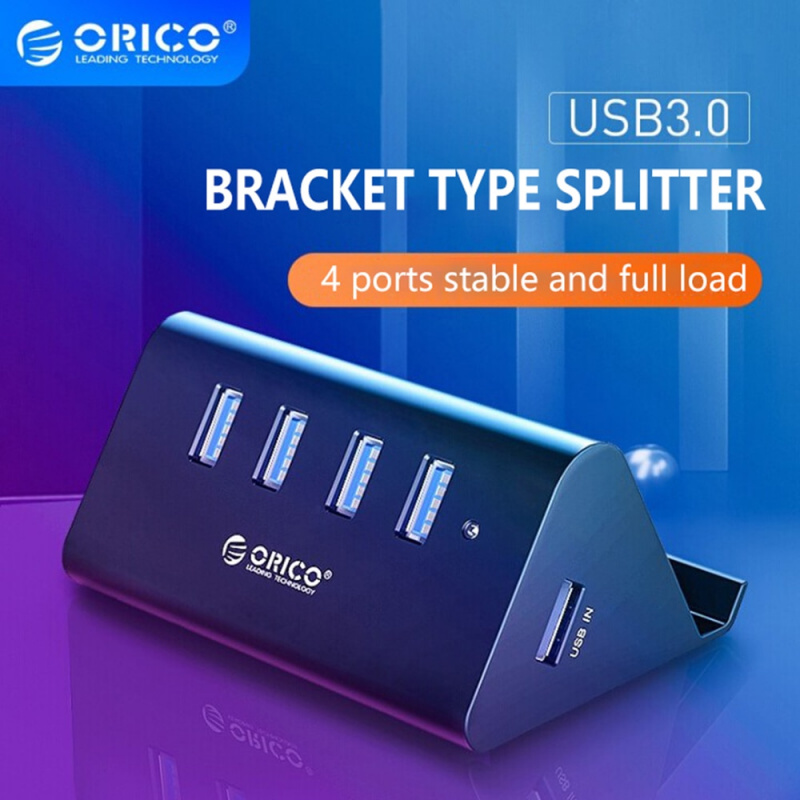 ORICO SHC-U3-BK USB HUB 高速迷你 4 端口 USB 3.0 集線器適用於台式筆記本電腦帶手機和平板電腦支架 - 黑色  SHC