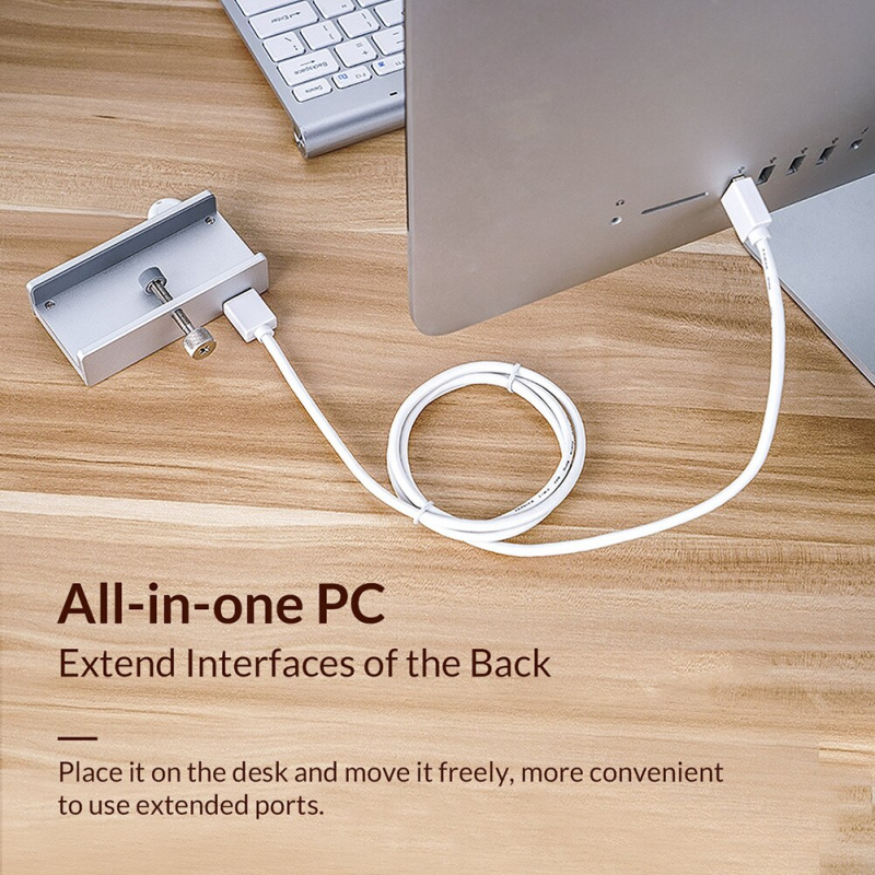 ORICO MH2AC-U3 USB 3.0 HUB Aluminum Alloy Clip-Type 3 Ports High Speed Splitter Dock Station for Desktop Laptop with Card Reader