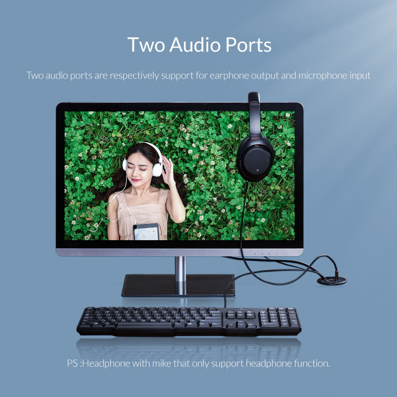 ORICO Desktop Grommet USB 3.0 HUB With Headphone Microphone Port Type C Card Reader OTG Adapter Splitter