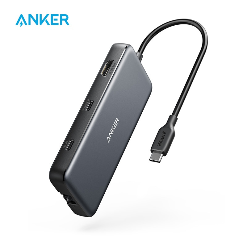 Anker USB C 集線器、PowerExpand 8 合 1 USB C 適配器，具有 100W 功率輸出、4K 60Hz HDMI 端口、10Gbps USB C 和 2 個 USB A A8383