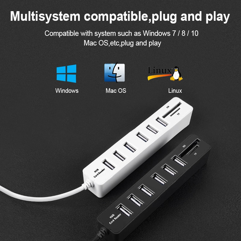USB Hub 3.0 Multi USB Splitter 2.0 USB 3.0 Hub 3 6 Port Expander Adapter Micro TF SD Card Reader Computer Accessories hab For PC