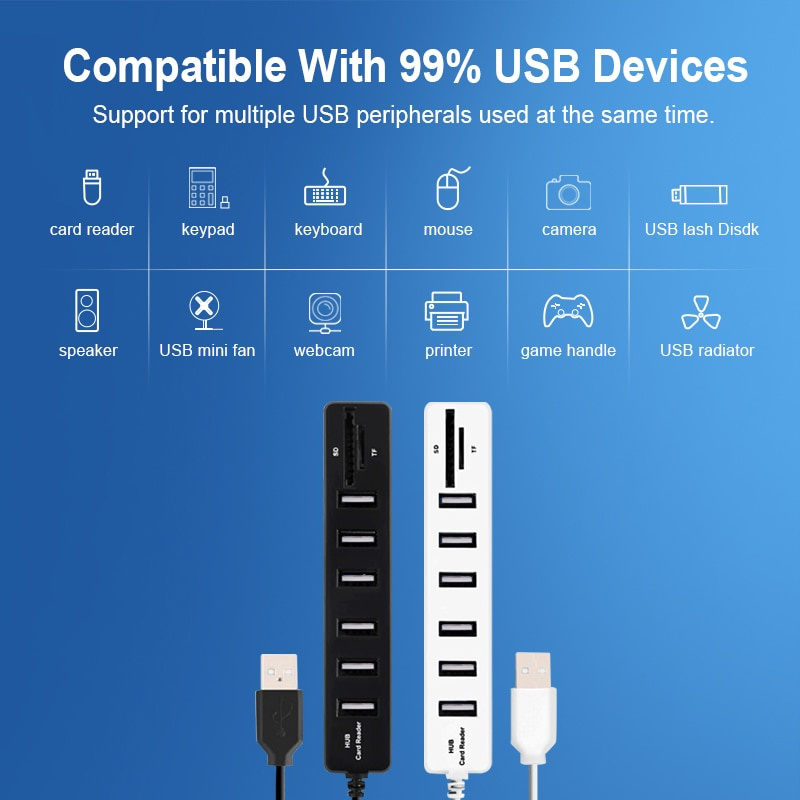 USB Hub 3.0 Multi USB Splitter 2.0 USB 3.0 Hub 3 6 Port Expander Adapter Micro TF SD Card Reader Computer Accessories hab For PC