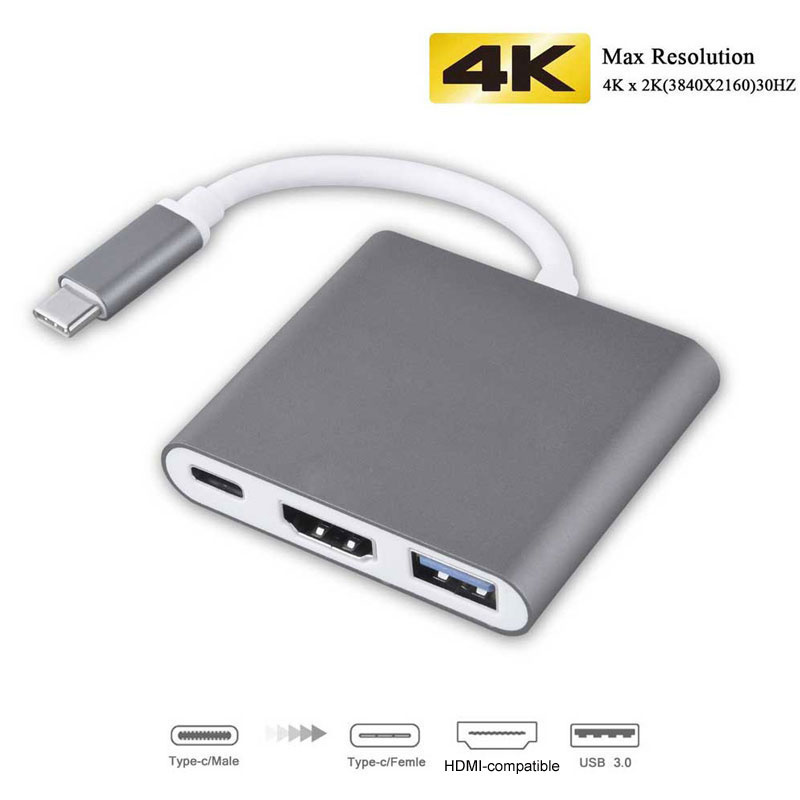 Mosible Thunderbolt 3 USB C 型集線器 HDMI 兼容 4K 適配器 USB-C 擴展塢，帶 PD 集線器 3.0 適用於 MacBook Pro Air M1 2022