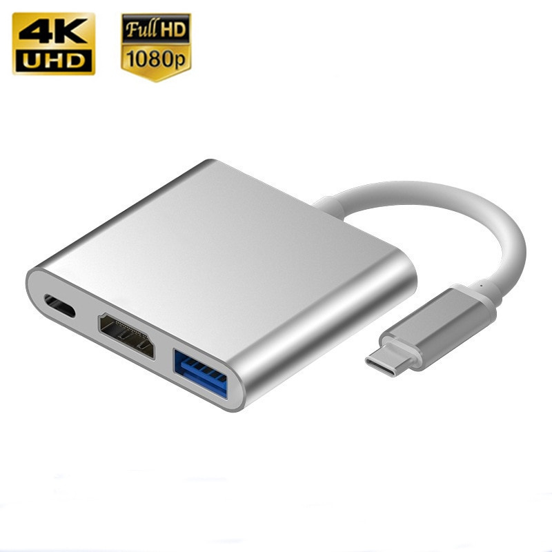 3 in 1 Type-c to HDMI-compatible USBC3.0 HUB USB 3.0 Docking Station PD Charging 4K Adapter Splitter For MacBook Air Pro Samsung