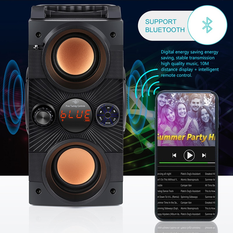 大功率便攜式藍牙音箱40W戶外無線低音炮Boombox音柱音響音樂中心支持AUX TF FM收音機