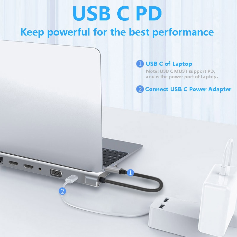 USB C 擴展塢 MST 雙 HDMI 雙屏雙顯示適配器集線器，USB C 型筆記本電腦擴展塢，適用於 MacBook Lenovo ThinkPad HP