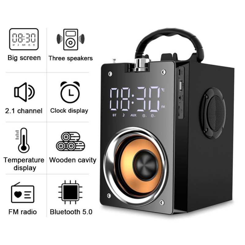 超低音藍牙音箱便攜式音柱，大功率 3D 立體聲低音炮音樂中心支持 AUX TF FM 收音機 HIFI BoomBox