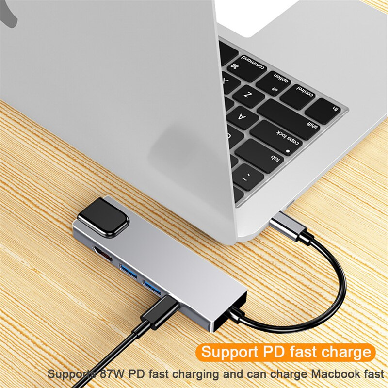USB 集線器 3.0 分路器 Type-C 轉 4K HDMI 千兆以太網 RJ45 擴展塢適用於華為小米 Macbook Pro 15 Air Pro 配件