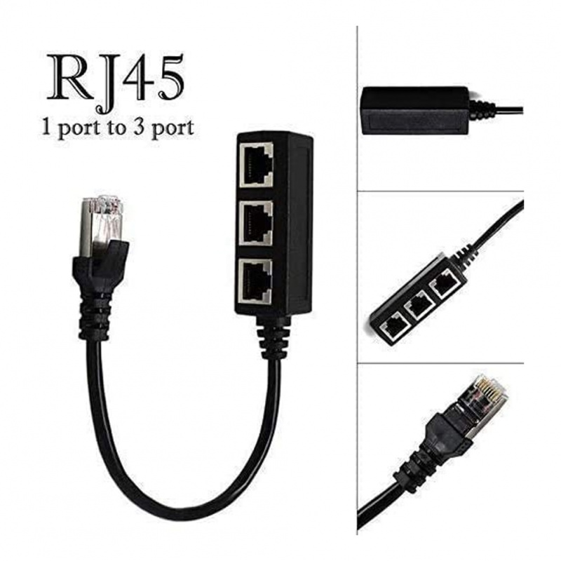 RJ45 網絡分路器電纜 1 公轉 3 母端口 LAN 以太網適配器適用於 Super Cat5 Cat5e Cat6 Cat7