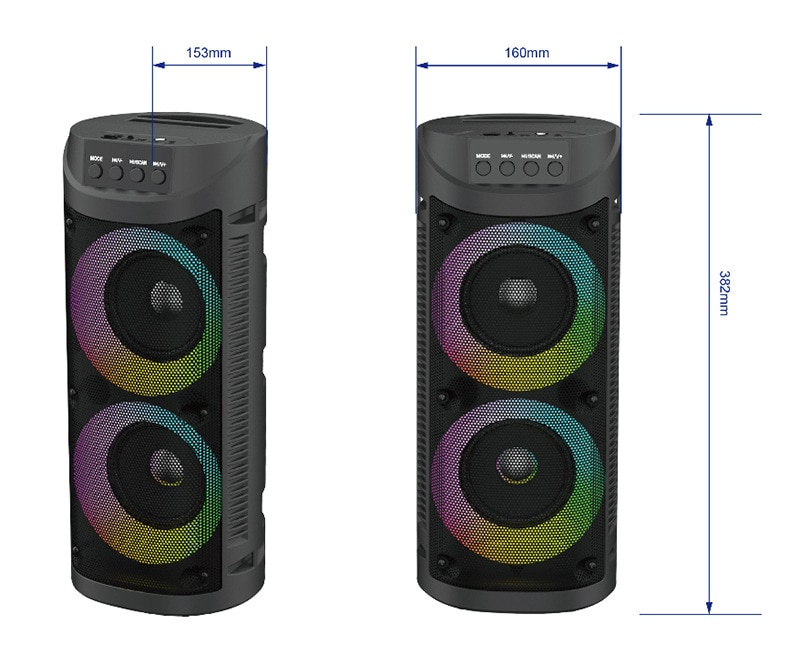 Kinglucky 2022新款雙4寸藍牙音箱大功率戶外無線K歌話筒方形跑馬燈