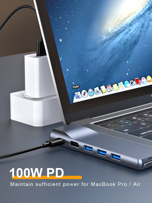 MSL 雙 USB TYPE-C 8 合 1 適配器帶 4k HDMI 以太網讀卡器 Thunderbolt 3 PD100W USB3.0 集線器適用於 MacBook Pro Air M1