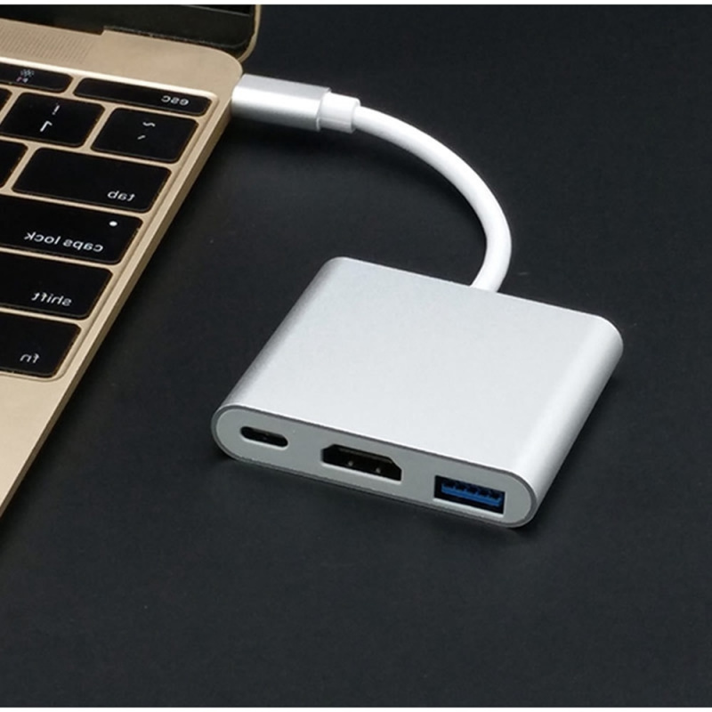 USB-C 3 合 1 Type-c 轉 HDMI 兼容 USB 3.0 擴展塢 PD 開關充電 4K 適配器分配器適用於筆記本電腦 MacBook USB 集線器