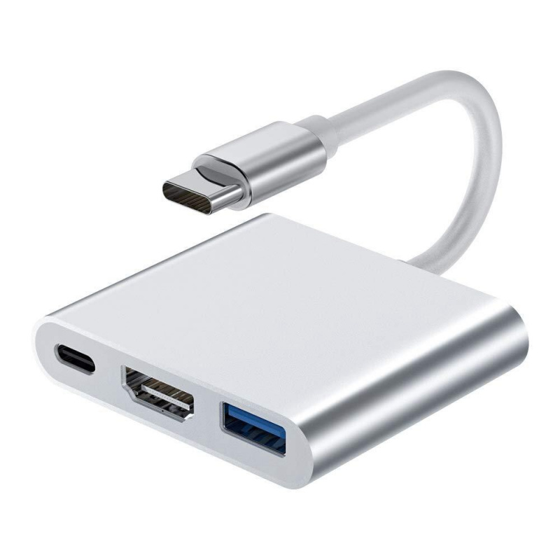 USB-C 3 合 1 Type-c 轉 HDMI 兼容 USB 3.0 擴展塢 PD 開關充電 4K 適配器分配器適用於筆記本電腦 MacBook USB 集線器