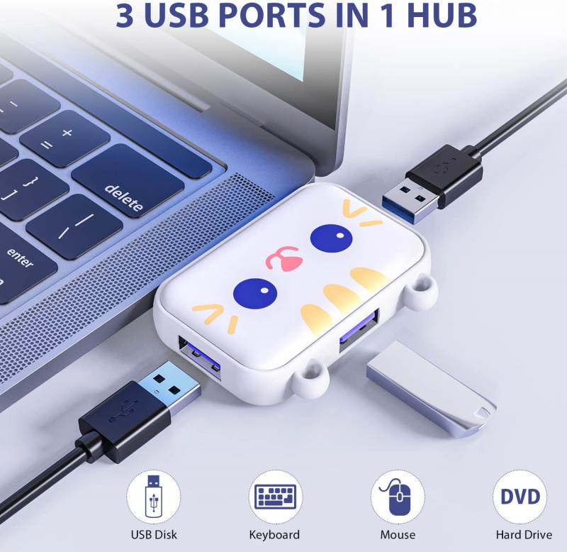 迷你 3 合 1 USB C 集線器電源擴展器適配器帶 1 個 USB 3.0 和 2 個 USB 2.0 適用於 Macbook Air Pro 適用於 iPad 筆記本電腦配件轉換器
