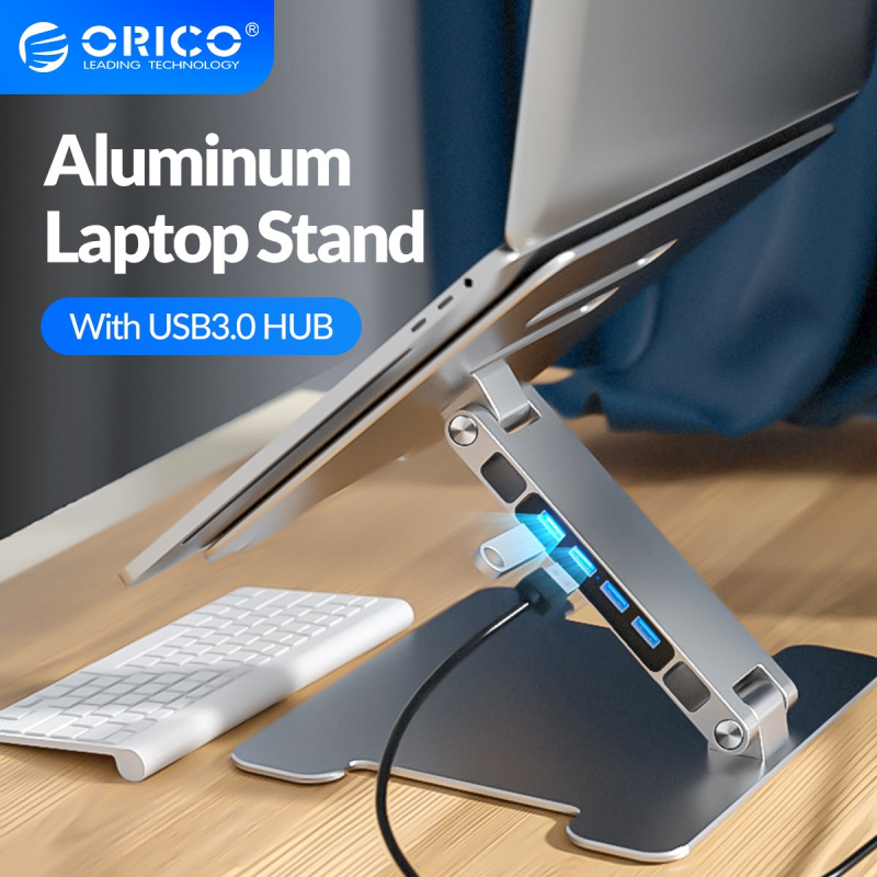 ORICO 鋁立管可折疊筆記本電腦支架筆記本支架便攜式筆記本電腦冷卻支架帶 USB3.0 集線器和 SD 端口適用於 MacBook