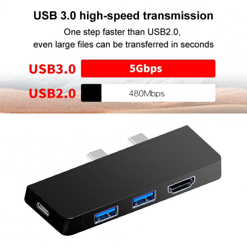 適用於 Microsoft Surface Pro 8 7 6 5 4 集線器 5 6 合 1 USB 擴展塢，帶 4K HDMI 兼容 USB 3.0 內存卡槽讀卡器
