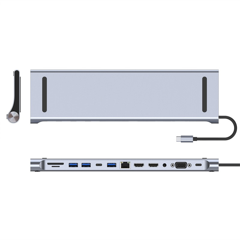12 合 1 USB 集線器 3 0 C 型 4K HDMI 擴展塢電視監視器視頻轉換器 RJ45 以太網 SD TF 卡讀卡器筆記本電腦配件