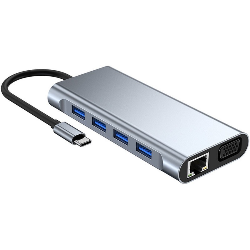 USB C HUB 塢站轉 HDMI 兼容 4K VGA Rj45 Thunderbolt 3 適配器集線器 3.0 TF SD 讀卡器 PD AUX 適用於 MacBook Pro Air M2