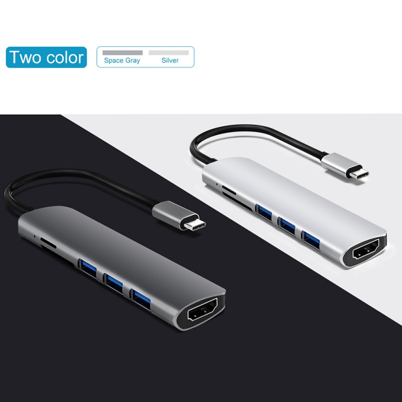 USB 3.1 Type-C 集線器轉 HDMI 適配器 4K Thunderbolt 3 USB C 集線器帶集線器 3.0 TF SD 讀卡器插槽 PD 適用於 MacBook Pro Air Huawei Mate