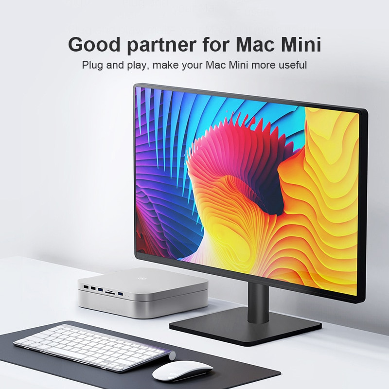 適用於 Mac mini M1 的 Hagibis USB-C 集線器，帶 SATA 硬盤驅動器外殼 Type-C SSD 外殼擴展塢，適用於 2020 新款 Mac mini
