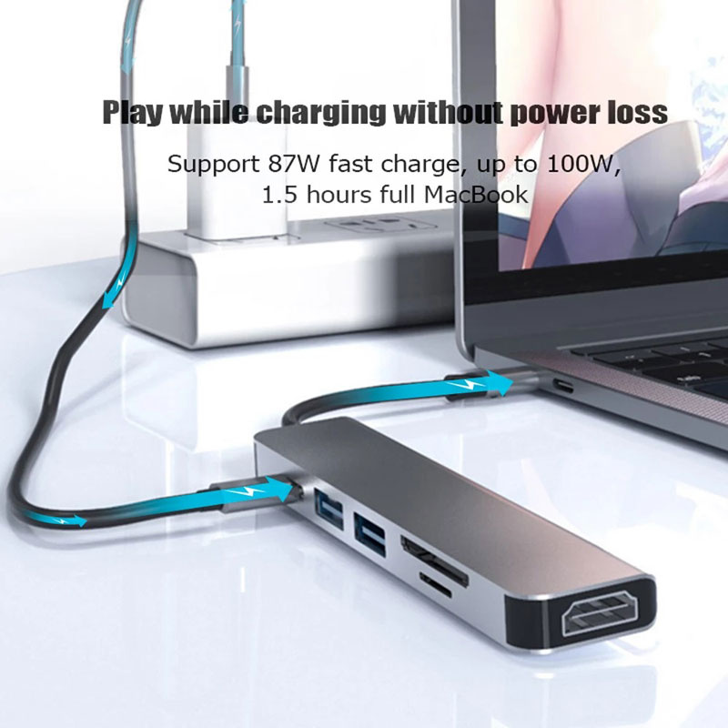 USB C Hub to HDMI-compatible Rj45 100M VGA Adapter OTG Thunderbolt 3 Dock with PD TF SD Jack3.5mm for Macbook Pro Air M1 Huawei