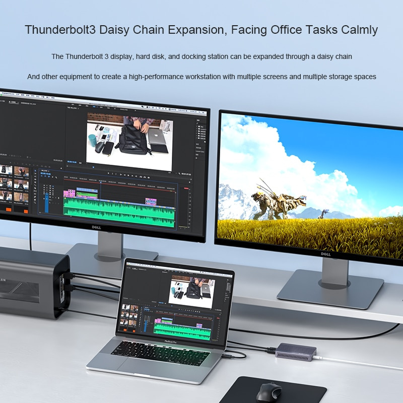 Acasis 2in1 Thunderbolt 3 Dock Station & M.2 NVME Enclosure HDMI-compatible 4K 60Hz 40Gbps M2 SSD Case Enclosure HUB for PC Lapt