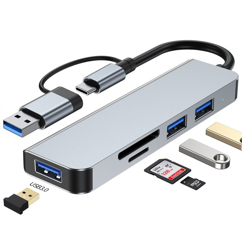 USB 3.0 C 型擴展塢 USB C HUB 4 端口 USB 2.0 集線器 PD TF 卡集線器 3.0 USB 適配器站超薄便攜式數據集線器