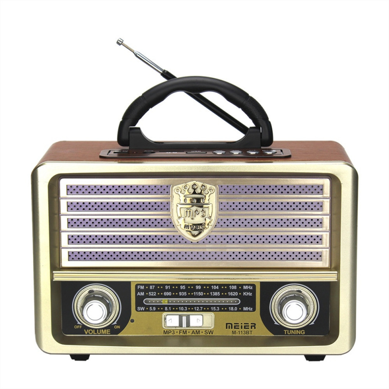 M-113BT 全新木質復古藍牙兼容音箱插卡播放器老式古董收音機 FM 半導體 20#