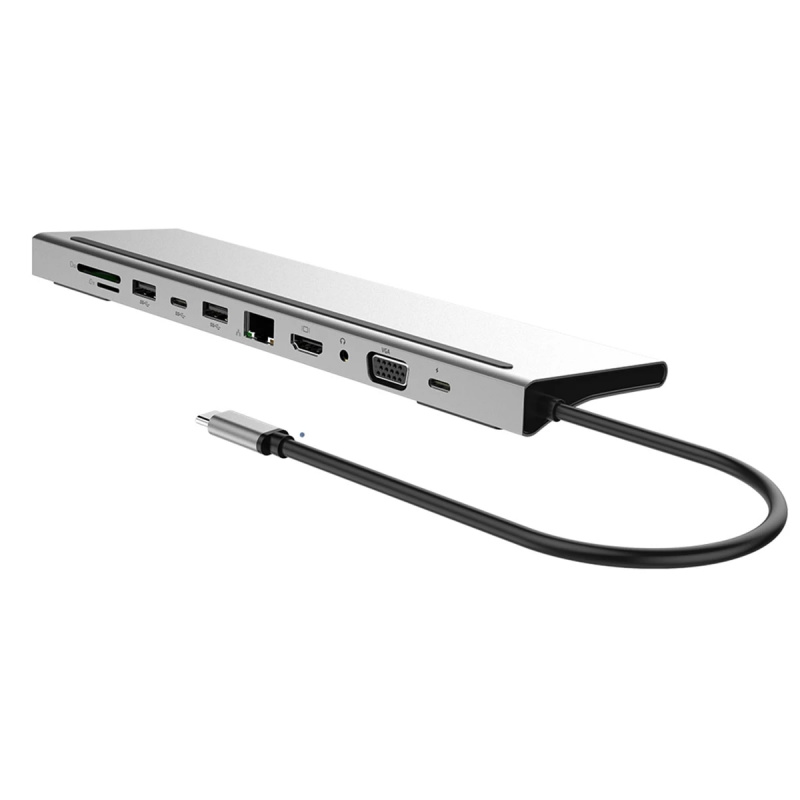 Type C HUB 12 合 1 Thunderbolt 3 集線器，帶 USB C 數據端口，100W PD，4K HDMI 1080P VGA，USB-C 以太網，3 USB 3.0 2.0，音