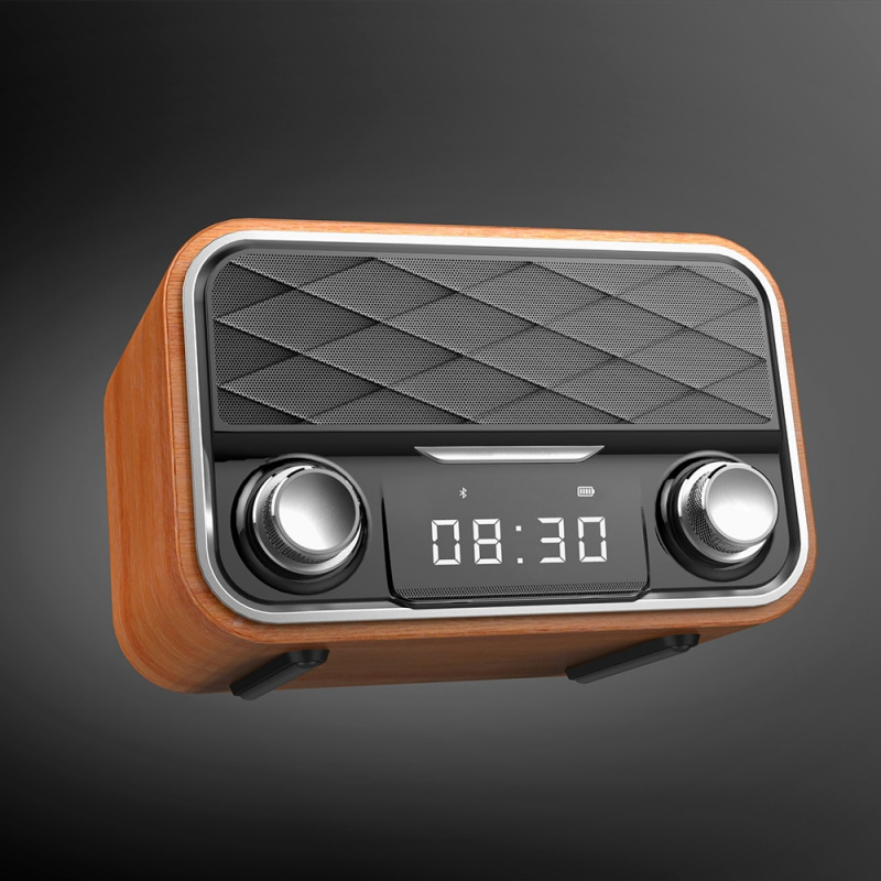 復古木紋無線藍牙兼容5.0音箱重低音戶外立體聲音箱復古條形音箱支持FM收音機U盤播放