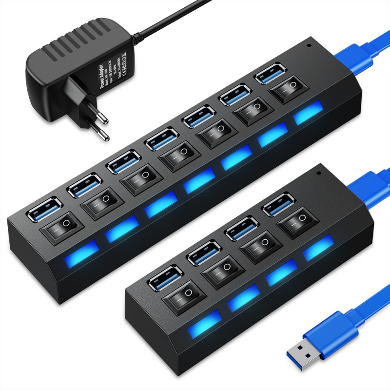 Usb Hub 3 0 Usb Splitter 2.0 Several Ports Extensor Usb Switch Multi port Concentrator Multi-ports Hub With Power Adapter For PC