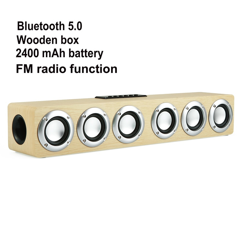 家庭影院便攜式音柱藍牙音箱無線木質音箱 FM 收音機音箱低音炮電視音箱 AUX USB 音箱