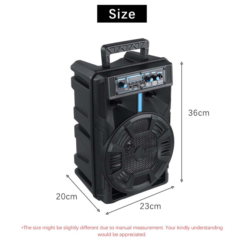 8 英寸便攜式藍牙音箱帶麥克風戶外廣場舞派對音樂中心 LED 顯示屏無線音箱 FM 收音機